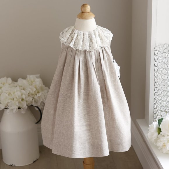 Bailey Boys Girls Dress with Ribbon Sash - Pigeon Plaid